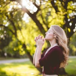 Woman being calm in the forest